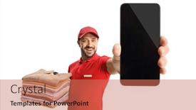  Presentation with laundry - Presentation consisting of laundry-worker-holding-a-pile background and a coral colored foreground