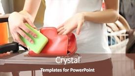  Presentation with dry cleaning - Theme with laundry worker washing little bag background and a tawny brown colored foreground