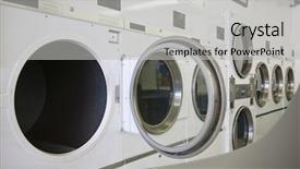  Presentation with laundry - Theme consisting of laundrymat - rows of dryers background and a light gray colored foreground