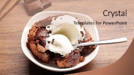  Presentation with ice cream cake - Beautiful presentation featuring lava cake with ice-cream backdrop and a soft green colored foreground