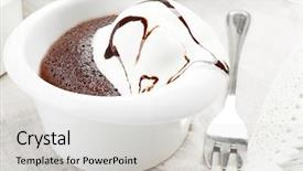  Presentation with ice cream cake - Beautiful presentation design featuring lava cake with ice-cream backdrop and a  colored foreground