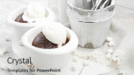  Presentation with ice cream cake - Presentation theme enhanced with lava cake with ice-cream background and a  colored foreground