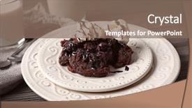  Presentation with ice cream cake - Cool new PPT layouts with lava cake with ice-cream backdrop and a violet colored foreground