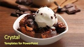  Presentation with ice cream cake - PPT theme featuring lava cake with ice-cream background and a tawny brown colored foreground