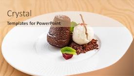  Presentation with ice cream cake - Amazing slide deck having lava-cake-with-vanilla-ice backdrop and a lemonade colored foreground