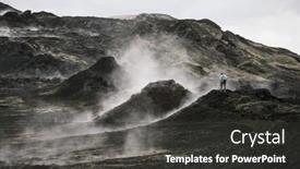  Presentation with volcano eruption - Presentation theme consisting of lava-fields-after-a-volcanic background and a dark gray colored foreground