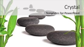  Presentation with lava - Slides enhanced with lava stones with bamboo sprouts isolated on white background background and a white colored foreground