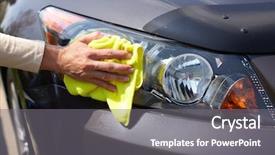  Presentation with car cleaning - Cool new presentation theme with lavage auto - hand with microfiber cloth cleaning backdrop and a gray colored foreground