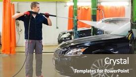  Presentation with luxury car - Audience pleasing slide deck consisting of lavage auto - man worker washing luxury car backdrop and a gray colored foreground