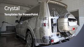  Presentation with auto - Audience pleasing presentation design consisting of lavage auto - washing of car backdrop and a dark gray colored foreground