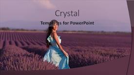  Presentation with lavander - Beautiful presentation theme featuring lavander flower field woman in cyand dress having fun and relax on wind in purple flower field backdrop and a light gray colored foreground