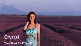  Presentation with lavander - Presentation theme featuring lavander flower field woman background and a tawny brown colored foreground