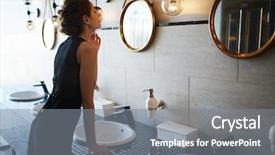  Presentation with elementary school black female career day technology - Audience pleasing presentation consisting of lavatory - young female in black dress backdrop and a gray colored foreground