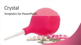  Presentation with medical pills - Colorful slide deck enhanced with lavement - medical pink enema and colorful backdrop and a  colored foreground