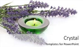  Presentation with lavender - Amazing PPT theme having lavender and candle isolated on white backdrop and a white colored foreground