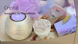  Presentation with handmade spa lavender soap - PPT layouts with lavender-aromatic-candle-and-lavender background and a light blue colored foreground