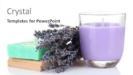  Presentation with soap - Presentation theme consisting of lavender candle with soap and fresh lavender isolated on white background and a white colored foreground