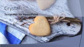  Presentation with lavender - Beautiful presentation design featuring lavender cookies on cutting board on color napkin background backdrop and a light blue colored foreground