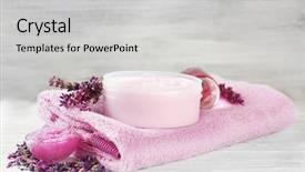  Presentation with lavender flowers - Beautiful PPT theme featuring lavender cream and flowers on towel on wooden wall background backdrop and a light gray colored foreground