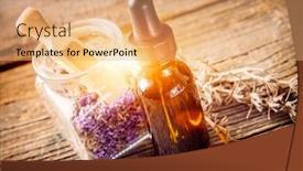  Presentation with essential oil - PPT layouts featuring lavender-essential-oil-with-lavendula background and a coral colored foreground