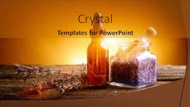  Presentation with essential oil - Amazing PPT layouts having lavender-essential-oil-with-lavendula backdrop and a gold colored foreground