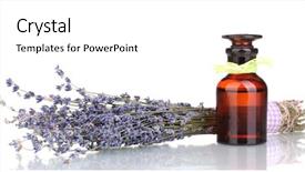  Presentation with lavender flowers - Amazing slides having lavender flowers and glass bottle isolated on white backdrop and a white colored foreground