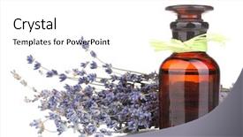  Presentation with lavender flowers - PPT theme enhanced with lavender flowers and glass bottle isolated on white background and a white colored foreground