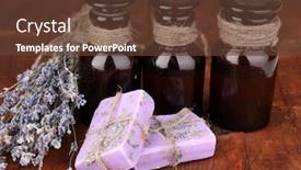  Presentation with lavender flowers - Cool new presentation theme with lavender flowers and jars backdrop and a tawny brown colored foreground