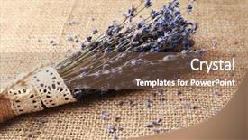  Presentation with lavender flowers - Theme consisting of lavender flowers on sackcloth background background and a violet colored foreground