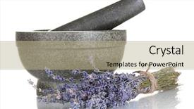  Presentation with white candles - Audience pleasing slide set consisting of lavender flowers with mortar and candles isolated on white backdrop and a mint green colored foreground