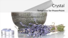  Presentation with white candles - Cool new PPT layouts with lavender flowers with mortar and candles isolated on white backdrop and a white colored foreground