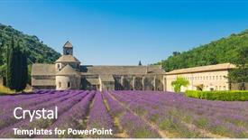  Presentation with apple trees are blooming pink - Slide deck enhanced with lavender gordes vaucluse provence - france background and a violet colored foreground