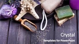  Presentation with wellness products - Amazing presentation theme having lavender spa setting wellness theme backdrop and a gray colored foreground
