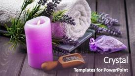  Presentation with wellness products - PPT theme enhanced with lavender spa setting wellness theme background and a violet colored foreground