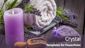  Presentation with wellness products - Beautiful PPT theme featuring lavender spa setting wellness theme backdrop and a violet colored foreground