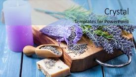  Presentation with wellness products - Colorful PPT layouts enhanced with lavender spa setting wellness theme backdrop and a light blue colored foreground