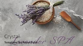  Presentation with lavender - Theme having lavender with sea salt in bowl and text lavender spa on gray textured background background and a light gray colored foreground
