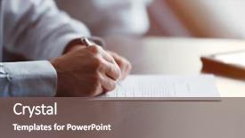  Presentation with law - Presentation design featuring law - businessman signing documents background and a gray colored foreground