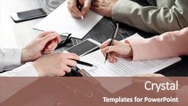  Presentation with law - Audience pleasing theme consisting of law - human hands working with documents backdrop and a violet colored foreground