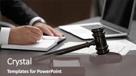  Presentation with judge - PPT layouts featuring law - judge gavel on table closeup background and a gray colored foreground