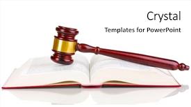  Presentation with judge gavel or law hammer - Audience pleasing presentation theme consisting of brown wicker rocking chair against the windows curtains indoor composition backdrop and a sky blue colored foreground