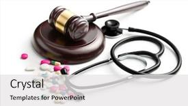  Presentation with judge - Amazing slide set having drugs law - judge's gavel with stethoscope backdrop and a white colored foreground