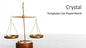  Presentation with justice - Colorful PPT theme enhanced with law - justice scales on white background backdrop and a white colored foreground