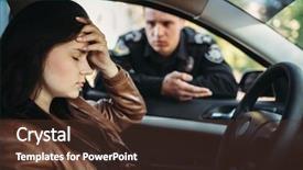  Presentation with driver - Audience pleasing slide deck consisting of law - male cop in uniform check backdrop and a tawny brown colored foreground