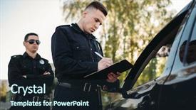  Presentation with vehicle - Beautiful PPT layouts featuring law - male police officers check vehicle backdrop and a wine colored foreground