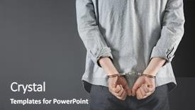  Presentation with law - Presentation theme with law - man in handcuffs on grey background and a dark gray colored foreground