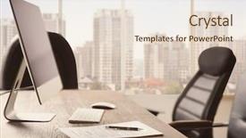  Presentation with cityscape - PPT layouts with law - modern office interior and cityscape background and a lemonade colored foreground