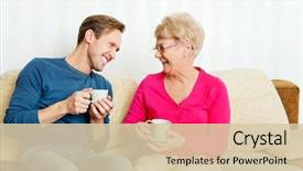  Presentation with tea coffee - Cool new PPT layouts with law - mother and son sitting backdrop and a lemonade colored foreground