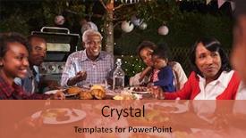  Presentation with generation - Cool new theme with law - multi generation family eating dinner backdrop and a coral colored foreground