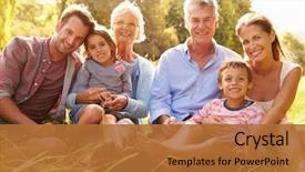  Presentation with generation - Cool new slide set with law - multi-generation family relaxing together outdoors backdrop and a red colored foreground